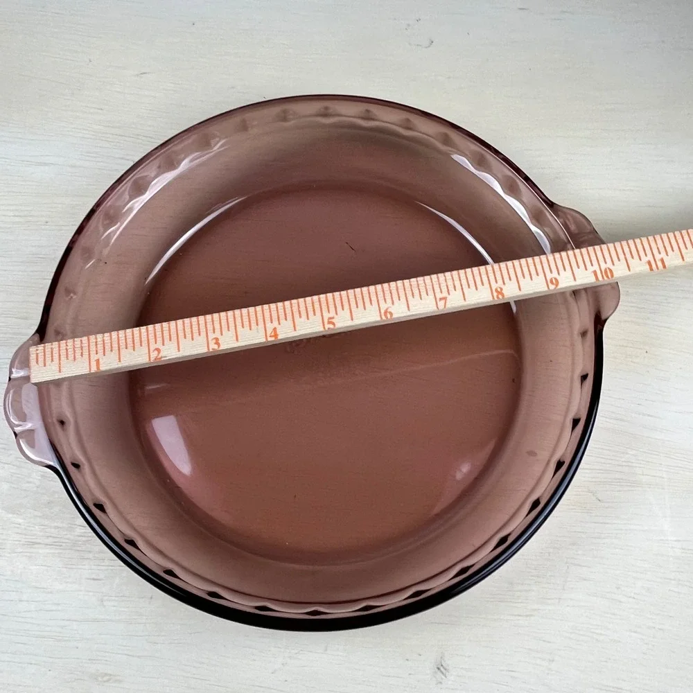 Pyrex Visions Cranberry Glass Pie Plate 9.5 Inch Fluted Rim Baking Dish 229 USA